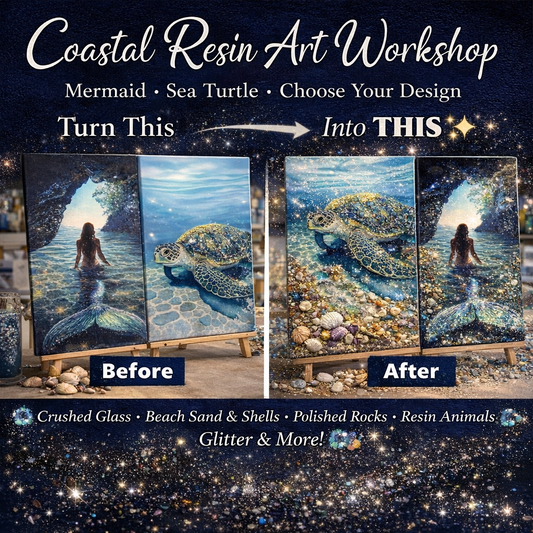 04/18/26 Saturday (2PM) -Luxury Coastal Resin Art Workshop (Choose Your Design)