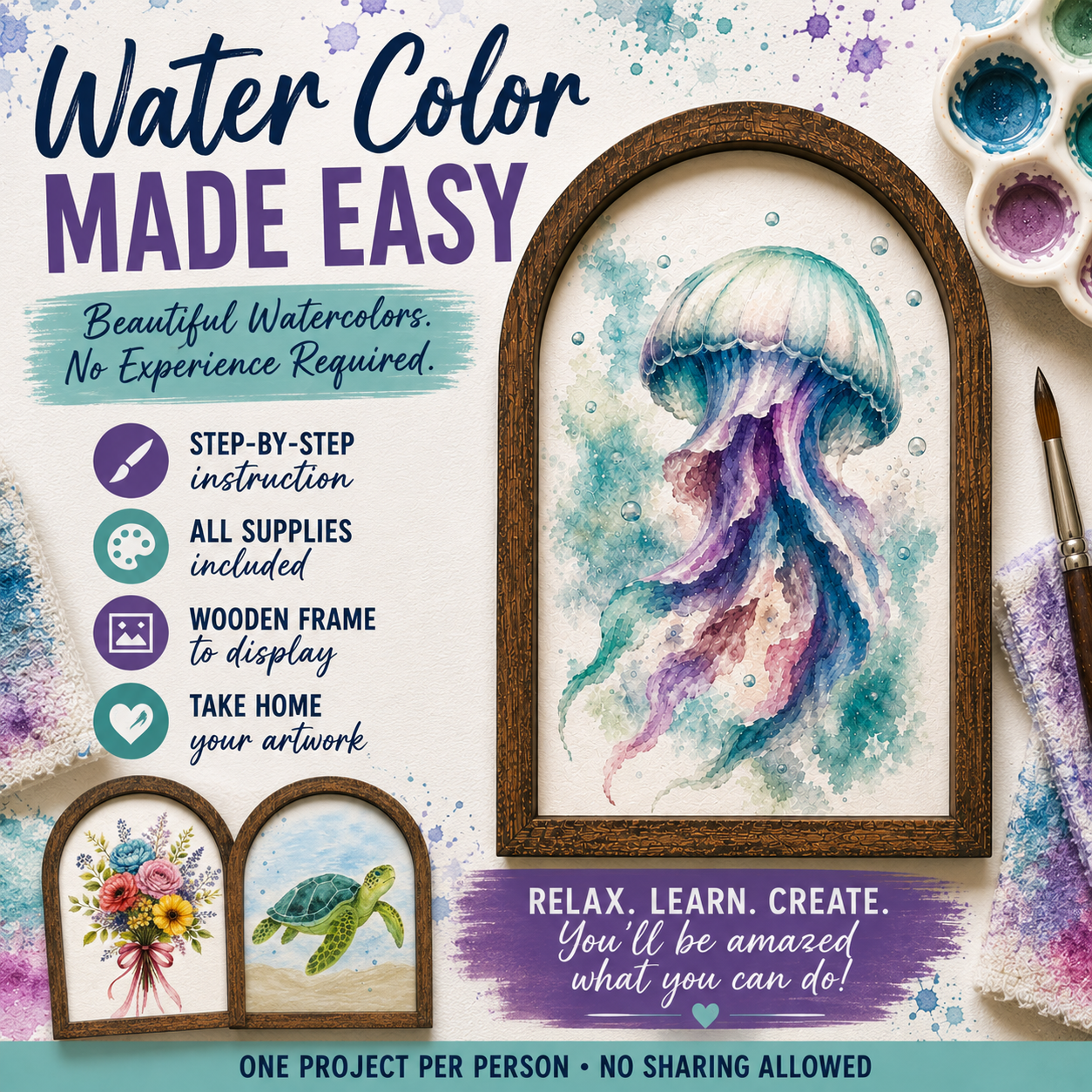 08/16/2026 (Sunday) 2PM - Watercolor Made Easy - No Experience needed