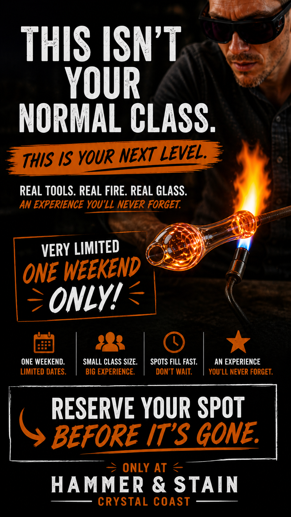 11/25/26 Wednesday (6PM) Pro Level Glass Blowing Experience
