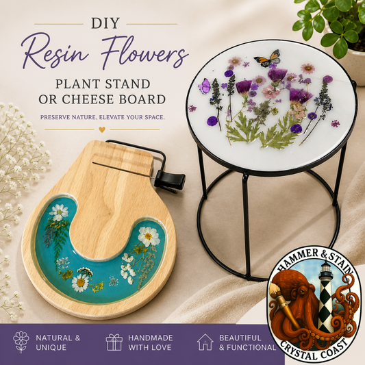 05/15/26 - Friday (6PM) - Resin & Flowers - Plant Stand or Cheese Board