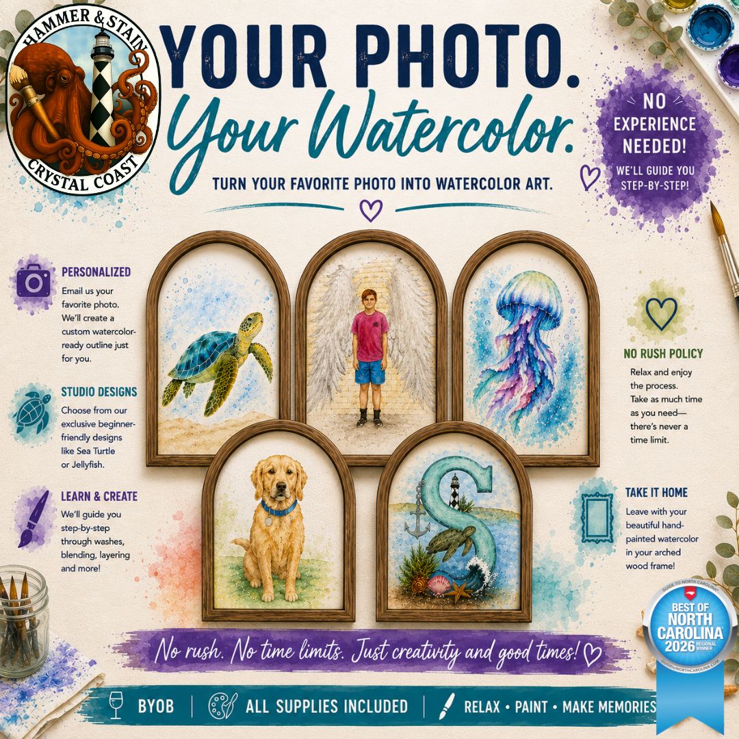 07/19/2026 (Sunday) - Your Photo: Your Watercolor - No Experience needed 2PM